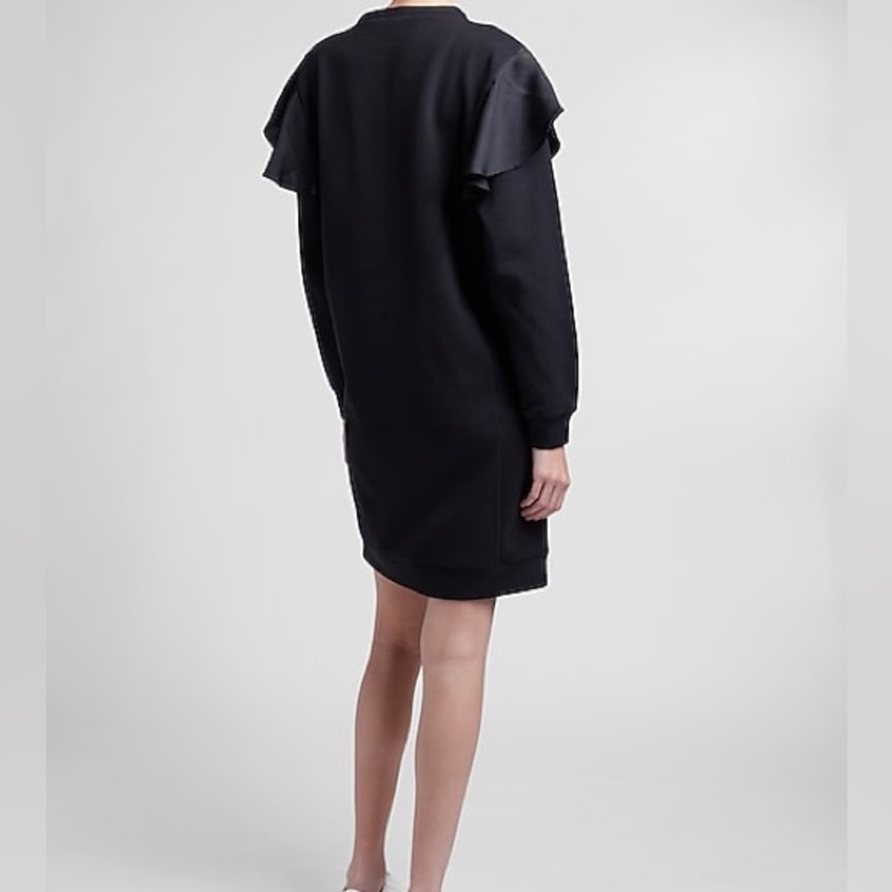 SOLD Black Ruffle Detail Sweatshirt Dress - Picture 2 of 4